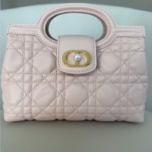 SOLD AUTHENTIC Christian Dior Jolie Powder Pink Cannage Mini Top Handle Bag